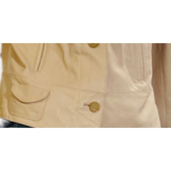 Ann Taylor Cream Size 10 Leather Jacket - Picture 5 of 6